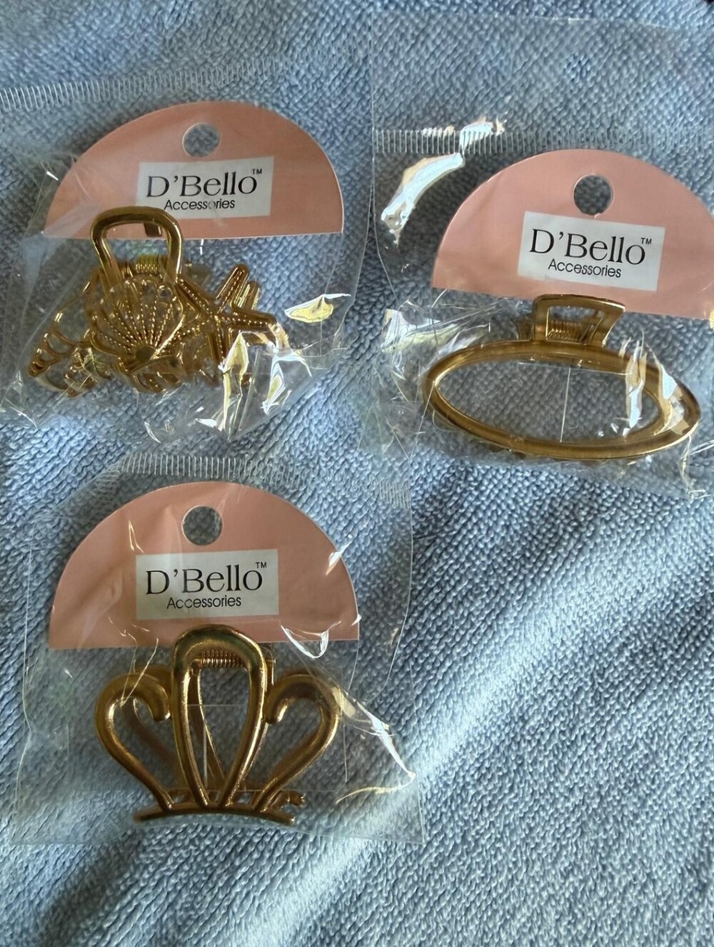 D'Bello Gold Hair Claw Set - 3 Pack